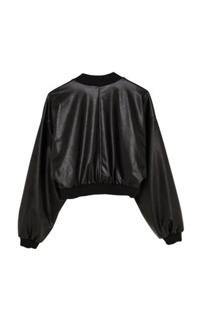 Shop Dorothee Schumacher Women's Sleek Performance Cropped Faux Leather Bomber Jacket In Black,neutral