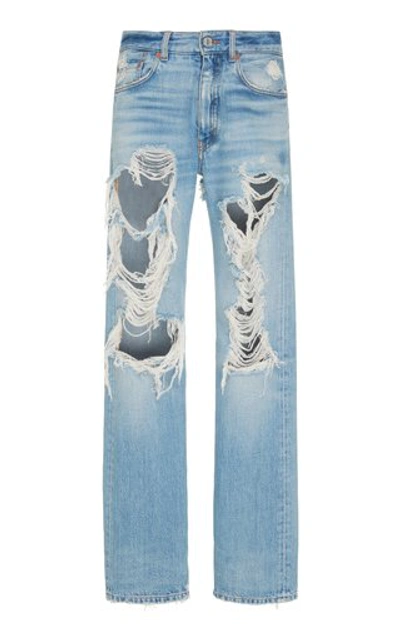 Shop Givenchy Straight-leg Distressed Jeans In Light Wash