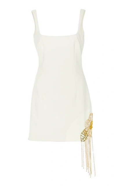 Shop Area Crystal Embellished Crepe Mini Dress In White