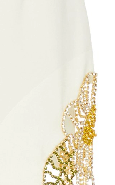 Shop Area Crystal Embellished Crepe Mini Dress In White