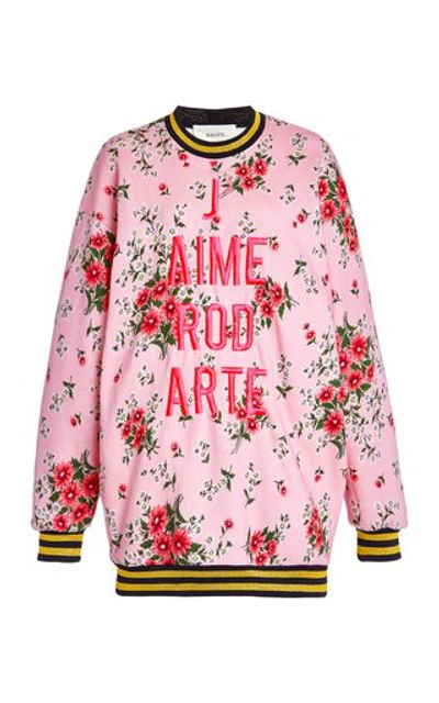 Shop Rodarte Women's Printed Jersey Sweatshirt Dress In Pink