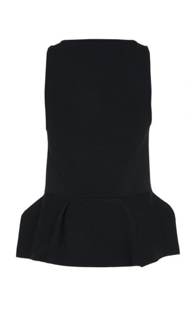 Shop Tibi Peplum Sleeveless Sweater Top In Navy