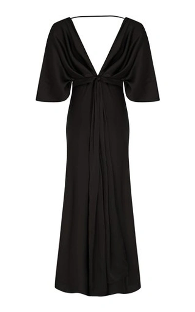 Shop Safiyaa Carmen Satin Chiffon Dress In Black