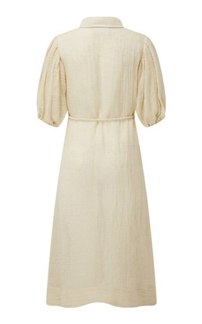 Shop Lisa Marie Fernandez Belted Linen-blend Gauze Midi Shirt Dress In Neutral