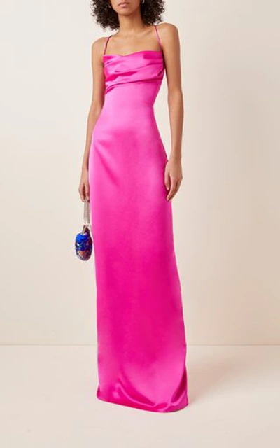 Shop Rasario Satin Gown In Pink
