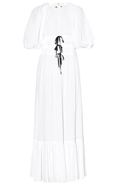 Shop Erdem Women's Marlyn Bow-detailed Crinkled Crepe Maxi Dress In White
