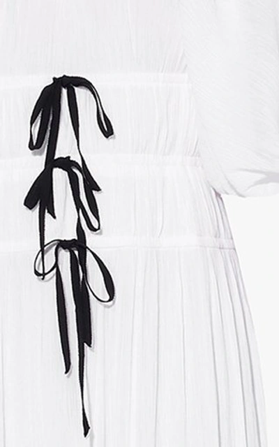 Shop Erdem Women's Marlyn Bow-detailed Crinkled Crepe Maxi Dress In White