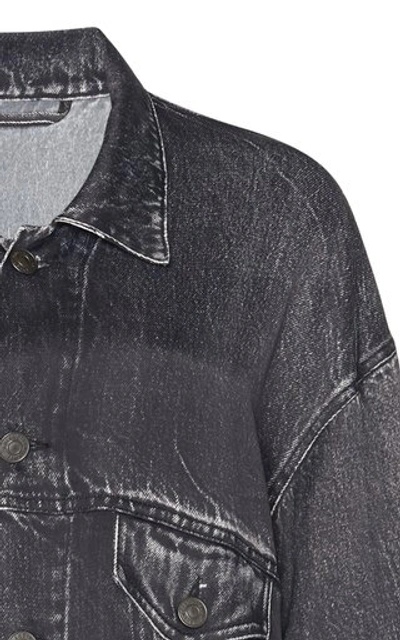 Shop Balenciaga Oversized Acid-washed Satin Jacket In Black