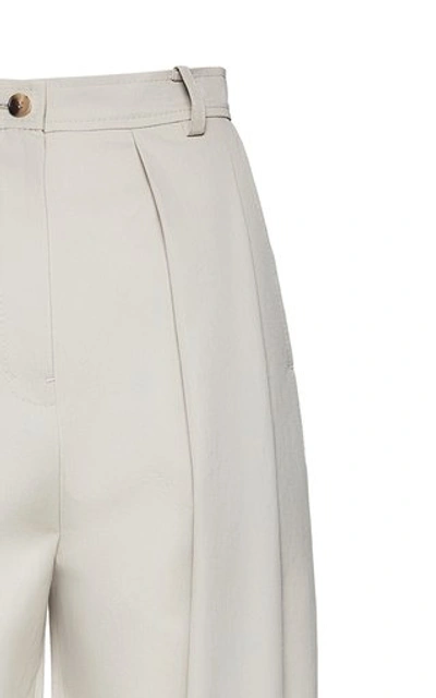 Shop Magda Butrym Harwich Pleated Cotton Pants In Neutral