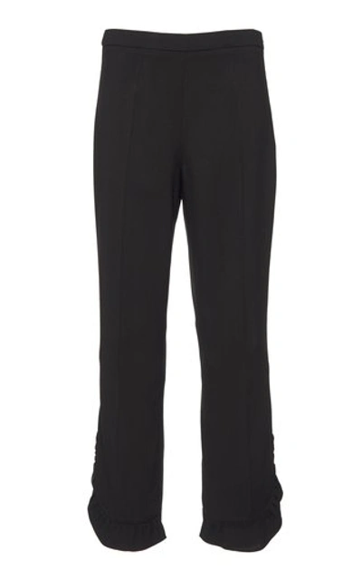 Shop Prada Draped Crepe Straight-leg Pants In Black