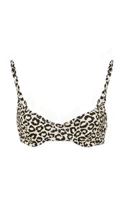 Shop Solid & Striped Eva Leopard-print Bikini Top In Black/white