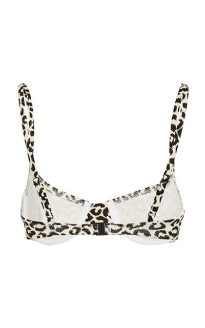 Shop Solid & Striped Eva Leopard-print Bikini Top In Black/white