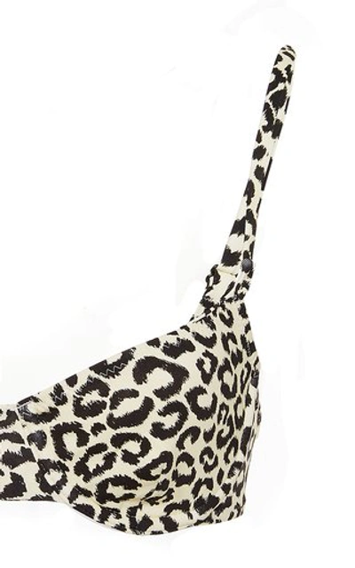 Shop Solid & Striped Eva Leopard-print Bikini Top In Black/white