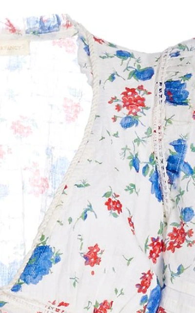 Shop Loveshackfancy Arlo Ruched Floral-print Cotton-voile Mini Dress