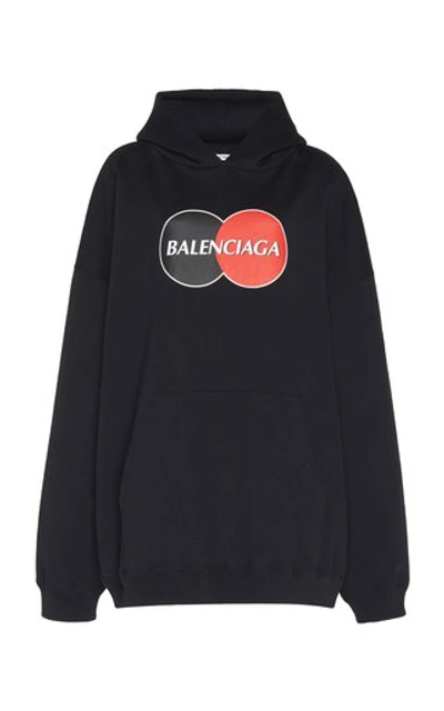 Shop Balenciaga Logo-print Jersey Oversized Hoodie In Black