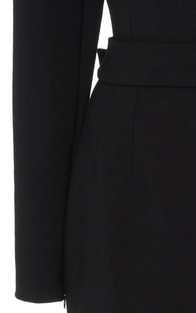 Shop Dolce & Gabbana Bow-detailed Wool-blend Crepe Midi Dress In Black