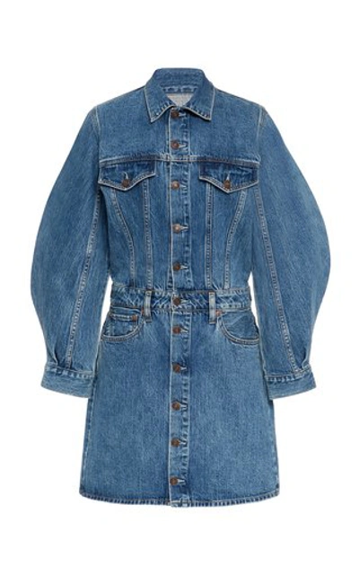 Shop Agolde Denim Mini Dress In Medium Wash