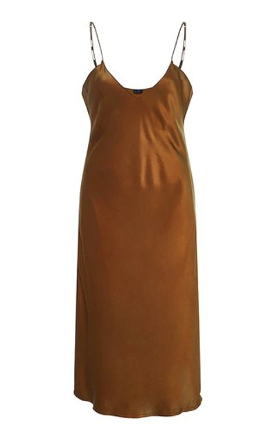Shop Nili Lotan Silk Cami Dress In Brown
