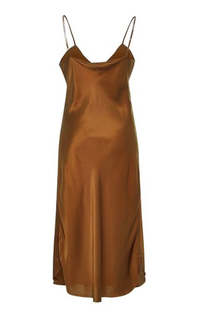 Shop Nili Lotan Silk Cami Dress In Brown