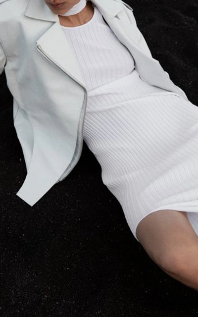 Shop Boyarovskaya Women's Claire Cutout Ribbed-knit One-shoulder Midi Dress In Black,white