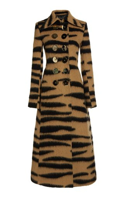 Shop Rabanne Printed Double-breasted Wool-blend Coat In Animal