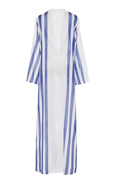 Shop Silvia Tcherassi Calitri Striped Sheer Cotton Robe