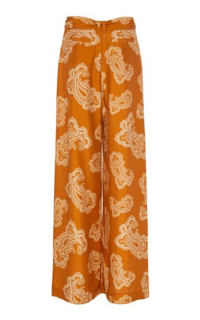 Shop Zimmermann Wavelength Printed Silk Wide-leg Trousers In Orange