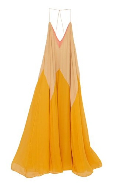 Shop Dorothee Schumacher Women's Summer Heat Colorblock Silk Maxi Halter Dress In Multi