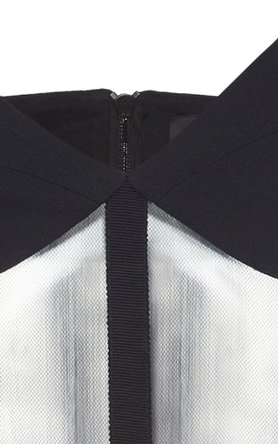 Shop David Koma Tulle-trimmed Stretch-crepe Bustier Top In Black