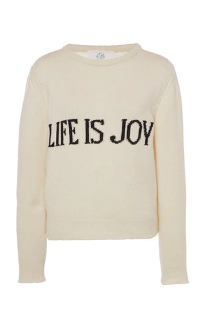 Shop Alberta Ferretti "life Is Joy" Eco-cashmere Cropped Sweater In White