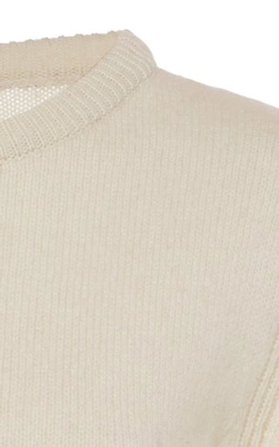 Shop Alberta Ferretti "life Is Joy" Eco-cashmere Cropped Sweater In White