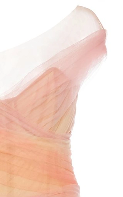 Shop Marchesa Feather-embellished Chiffon Dress In Pink