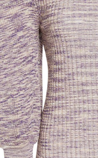Shop Ulla Johnson Josie Metallic Stretch-knit Turtleneck In Purple