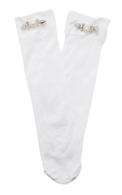 Shop Simone Rocha Embellished Ankle Socks In White