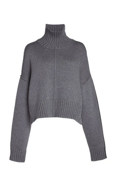 Shop Peter Do Oversized Ribbed-knit Turtleneck Sweater In Grey