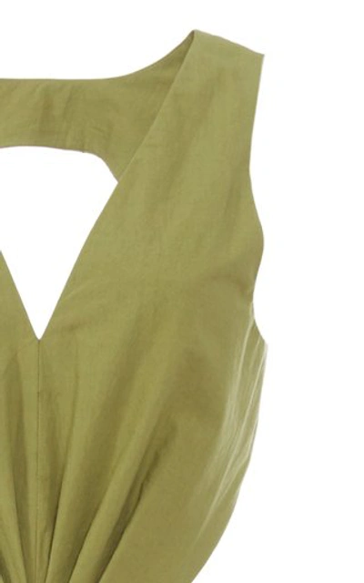 Shop Deveaux Madelyn Cut-out Cotton Dress In Green