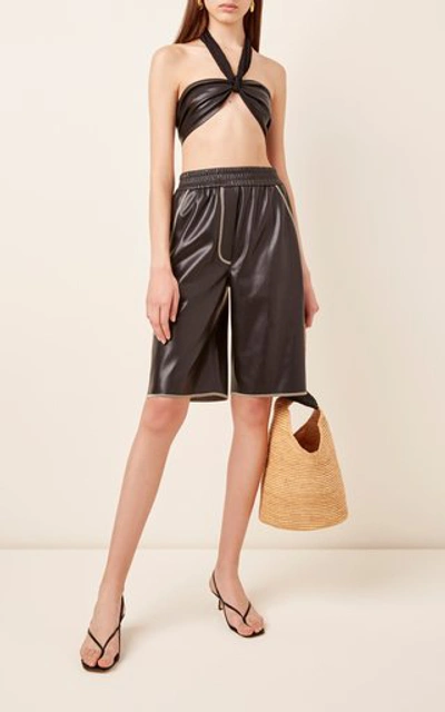 Shop Nanushka Yolie Faux Leather Shorts In Black