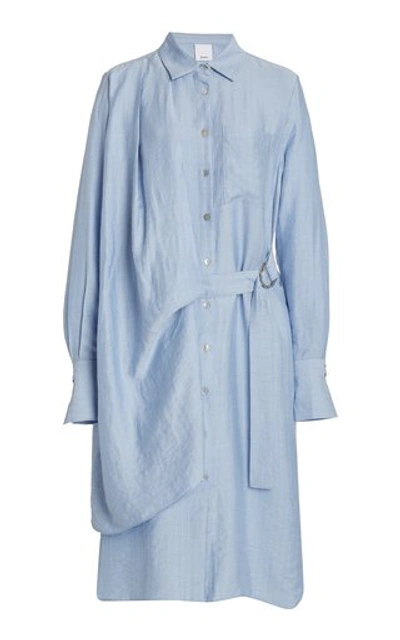Shop Acler Women's Serena Draped Crepe Midi Shirt Dress In Blue