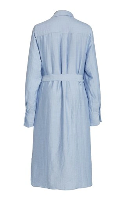 Shop Acler Women's Serena Draped Crepe Midi Shirt Dress In Blue