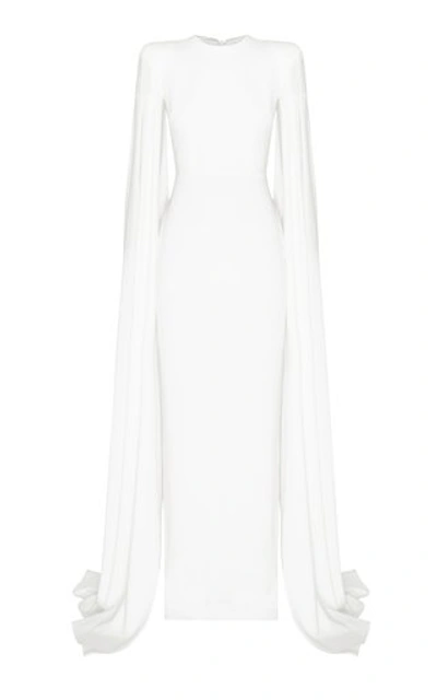 Shop Alex Perry Women's Alder Satin Crepe Cape Sleeve Column Gown In White
