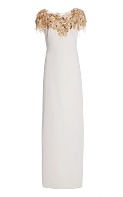 Shop Marchesa Women's Sequined Crepe Gown In White