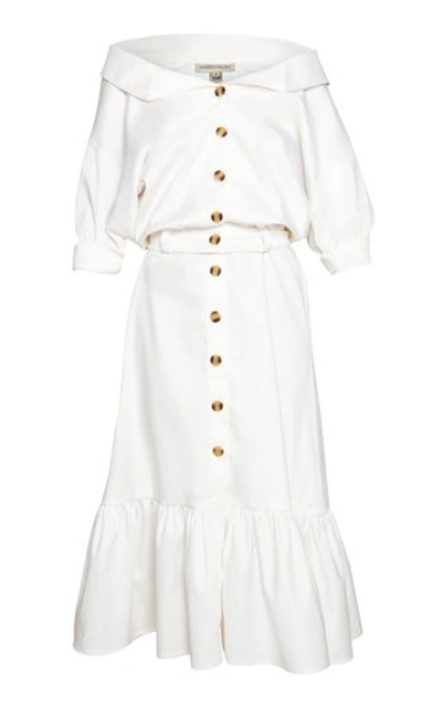 Shop Andres Otalora Ruba Cotton Midi Dress In White
