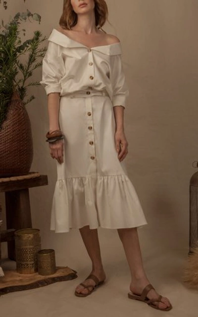 Shop Andres Otalora Ruba Cotton Midi Dress In White