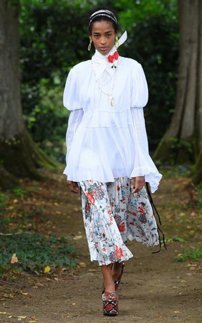 Shop Erdem Women's Nesrine Printed Midi Skirt In Floral