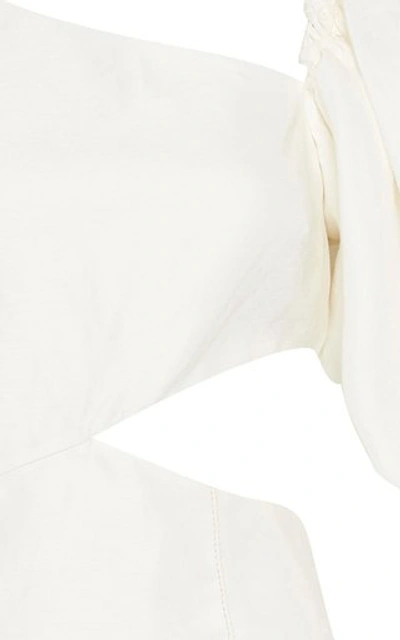Shop Aje Women's Chateau Asymmetric Cutout Linen-blend Mini Dress In White