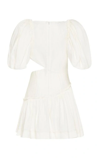 Shop Aje Women's Chateau Asymmetric Cutout Linen-blend Mini Dress In White,yellow