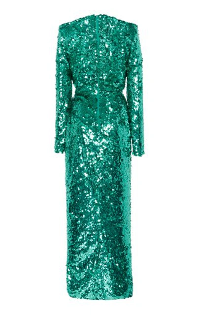 Shop Zuhair Murad Sequin-embellished Crepe Gown In Green