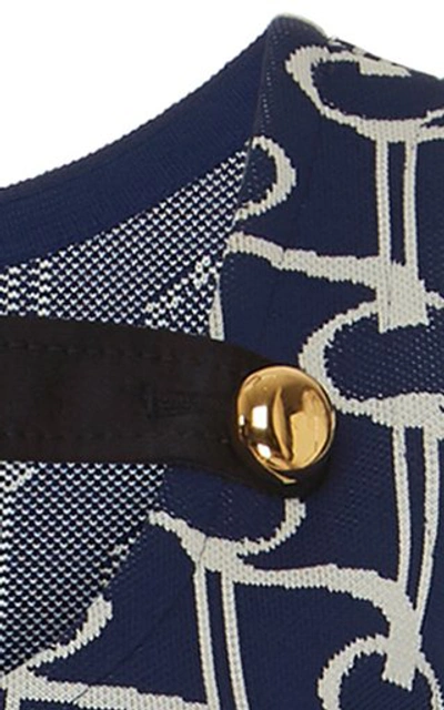 Shop Prada Button-detailed Cotton-jacquard Midi Dress In Print