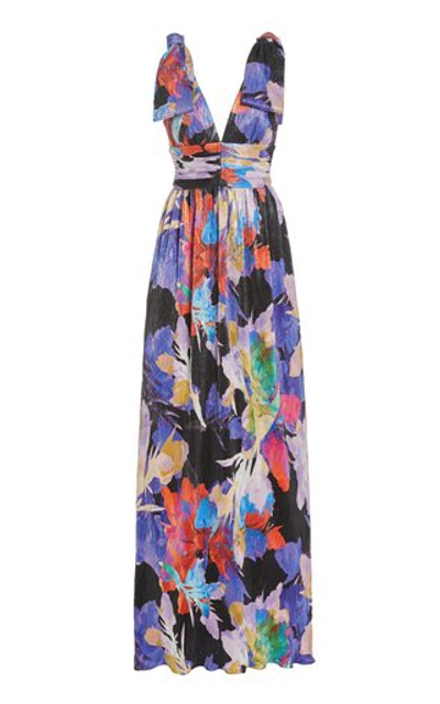Shop Rebecca Vallance Belladonna Bow-detailed Lamé Gown In Print