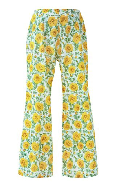 Shop Alix Of Bohemia Women's Charlie Printed Cotton Wide-leg Pants In Yellow,blue